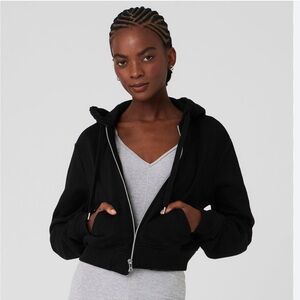 Alo “Routine” cropped zip hoodie - black - XS